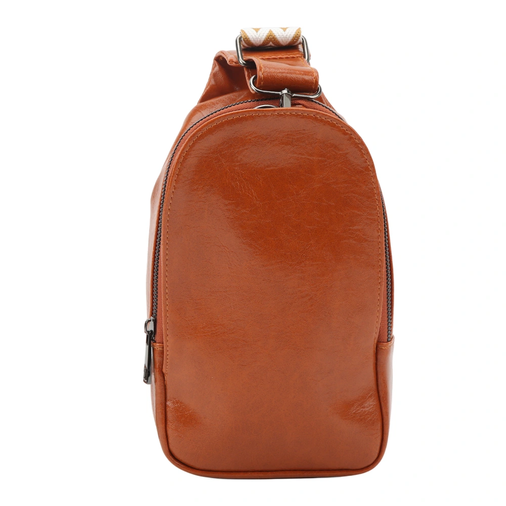 PU Leather Sling Bag Single Strap Shoulder Bag for Outdoor Hiking Shopping Sports Brown