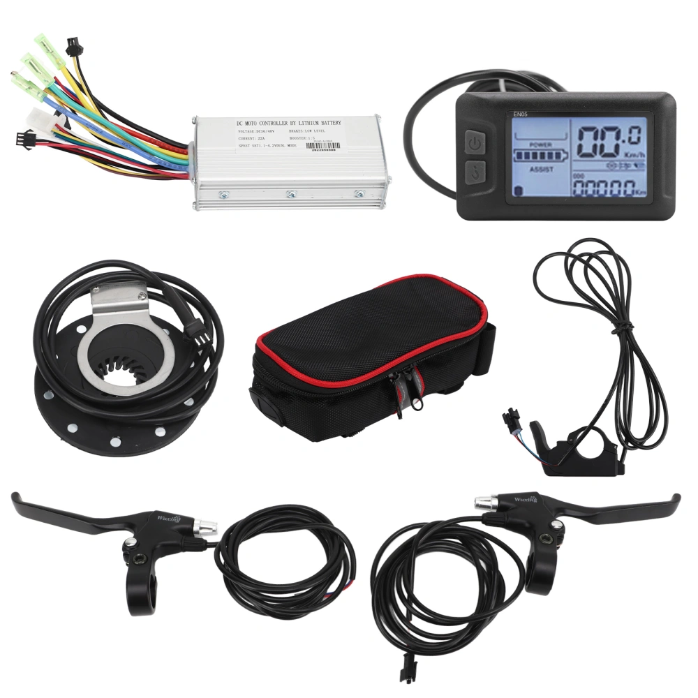 Electric Bike Conversion Kit 22A 36V 48V Controller EN05 Panel with Thumb Throttle Power Assist Sensor for 500W Motor