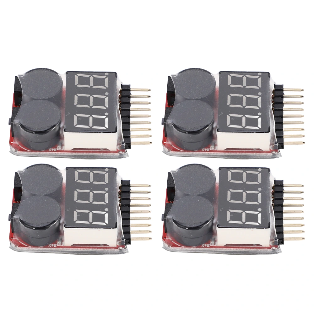 4 PCS 2 in 1 1 8S Lipo Battery Voltage Tester Monitor Low Voltage Buzzer Alarm RC Battery Checker