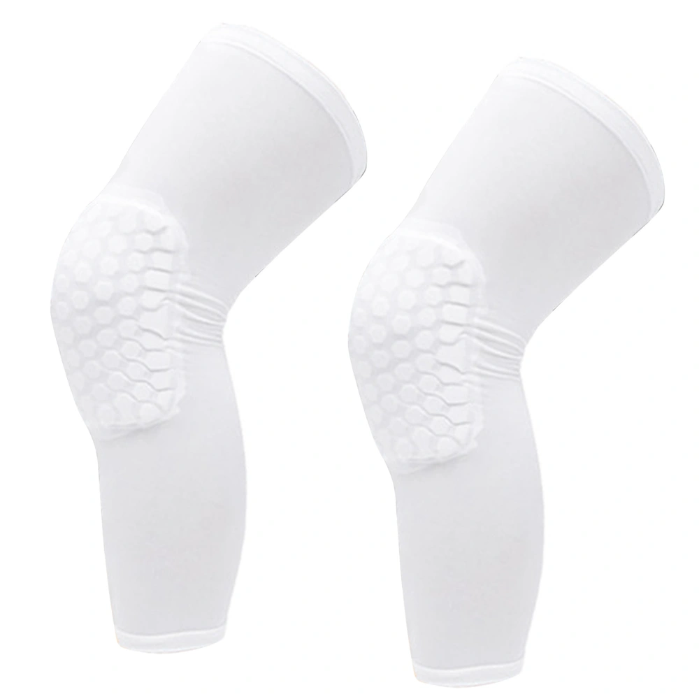 2PCS Knee Brace Unisex Lengthened Honeycomb Anti Collision Compression Knee Sleeve for Basketball White M For 160‑175CM Height