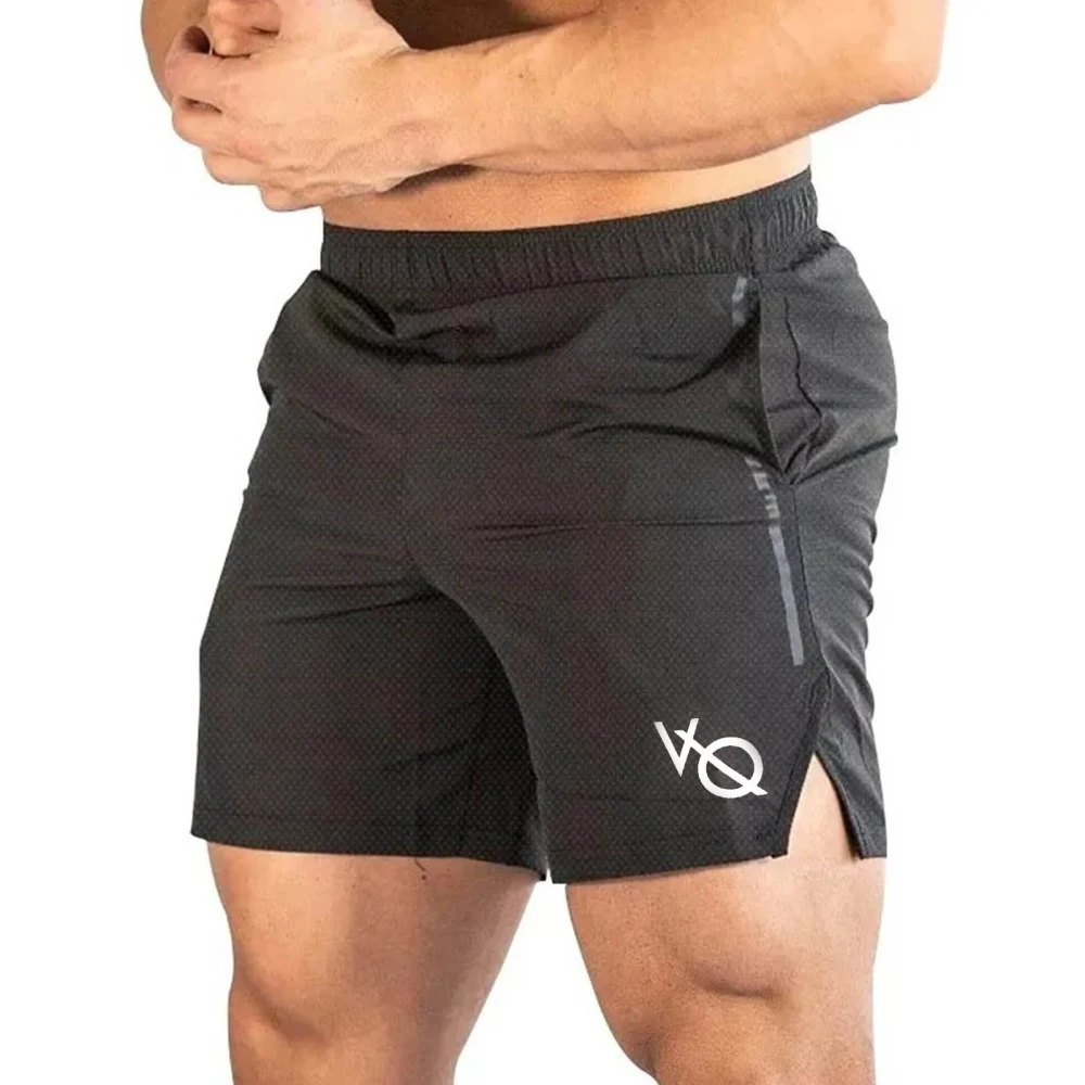 Mens Sports Shorts with Pocket Quick Dry Breathable Mesh Drawstring Closure Black Men Running Shorts for Fitness Black with White Label L