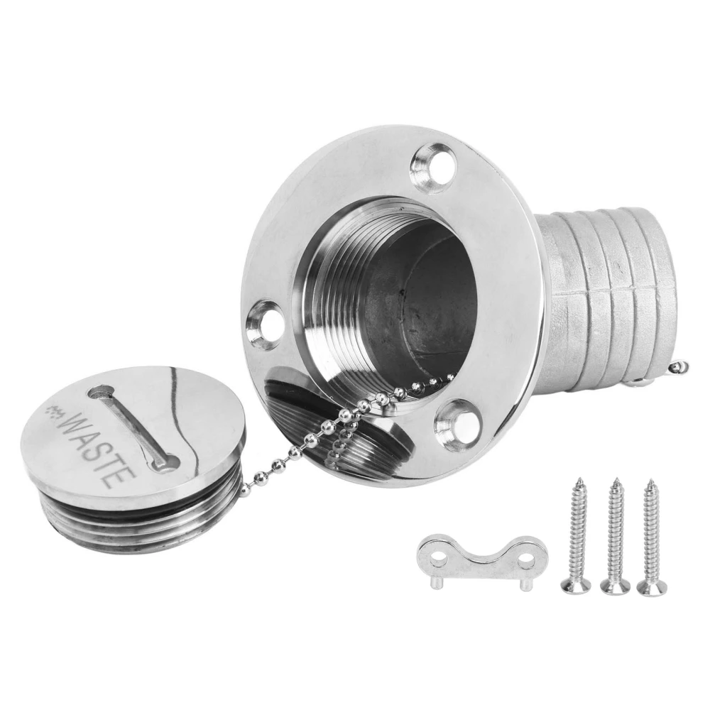 Boat Deck Filler with Key Cap Marine Stainless Steel Hardware for Yacht RV 45 Degrees 1.5in 38mm WASTE