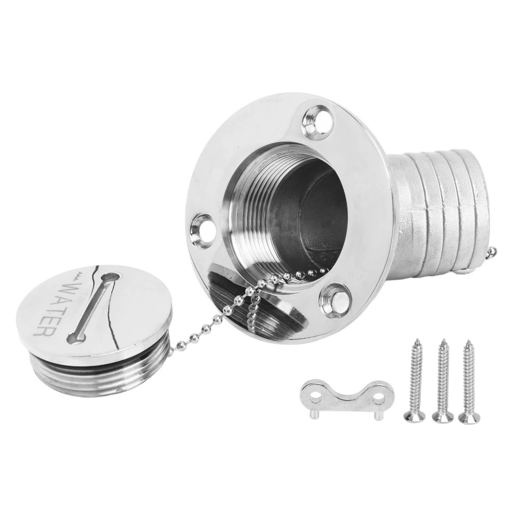 Boat Deck Filler with Key Cap Marine Stainless Steel Hardware for Yacht RV 45 Degrees 1.5in 38mm WATER