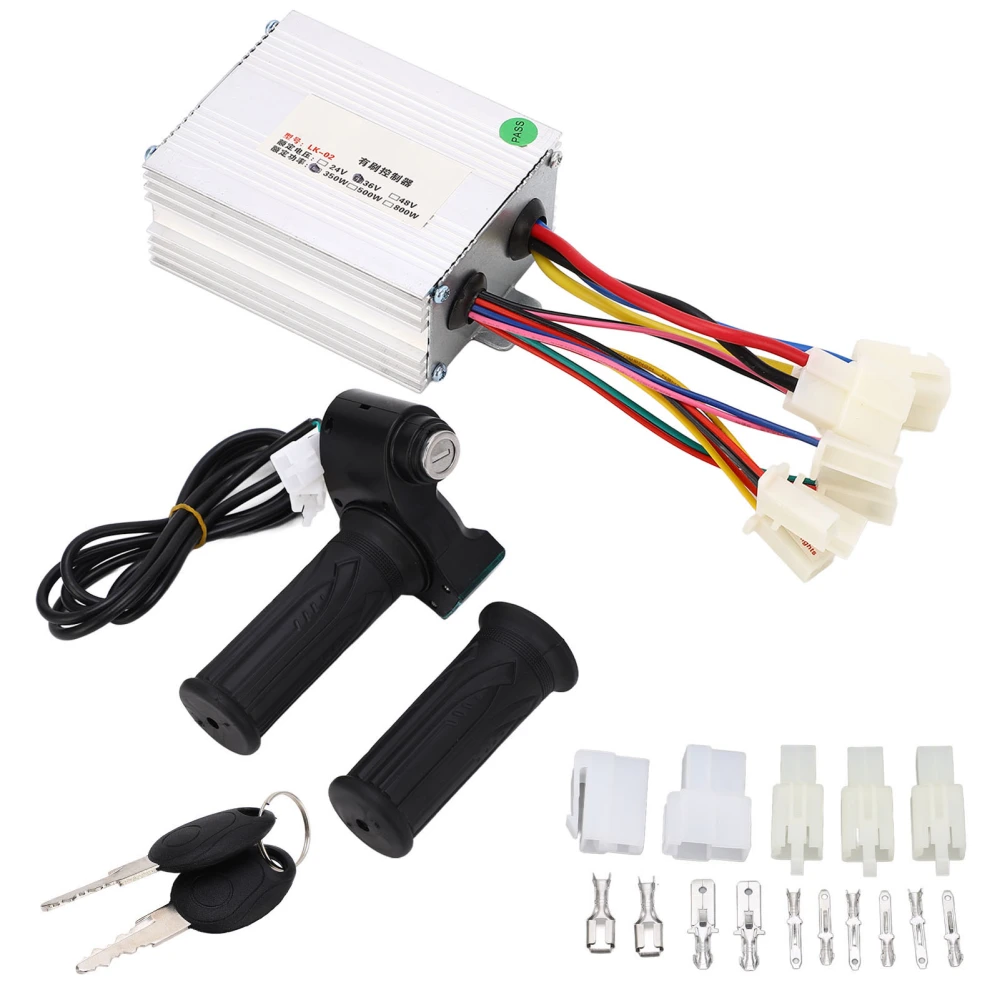 Brush Controller Throttle Grip Kit 36V 350W Brush Motor Speed Controller Throttle Hand Grip Key Kit for Electric Bike