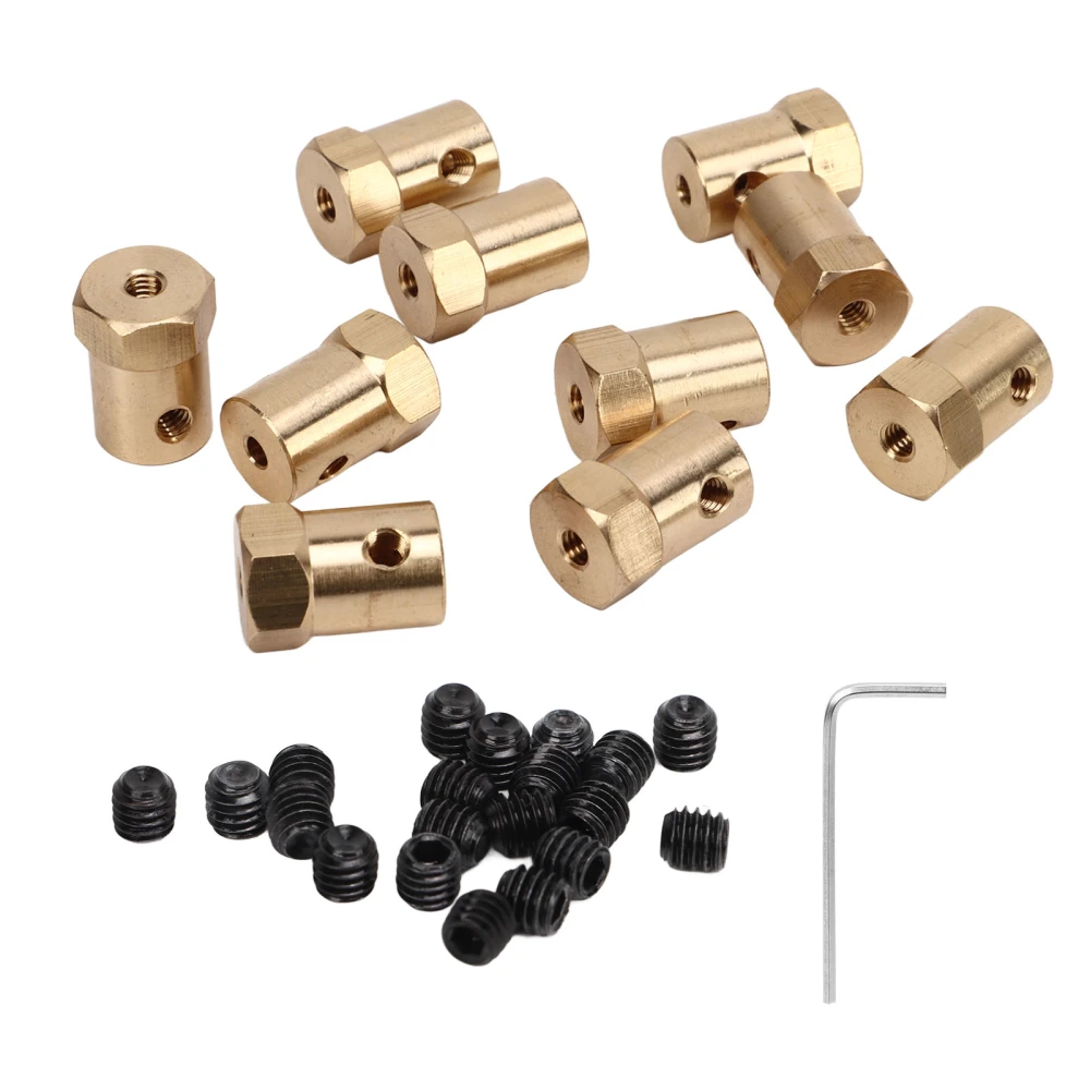 10Pcs Motor Flexible Coupling Brass Hex Coupler Connector for RC Car Wheels Tires Shaft Accessories 3mm ID