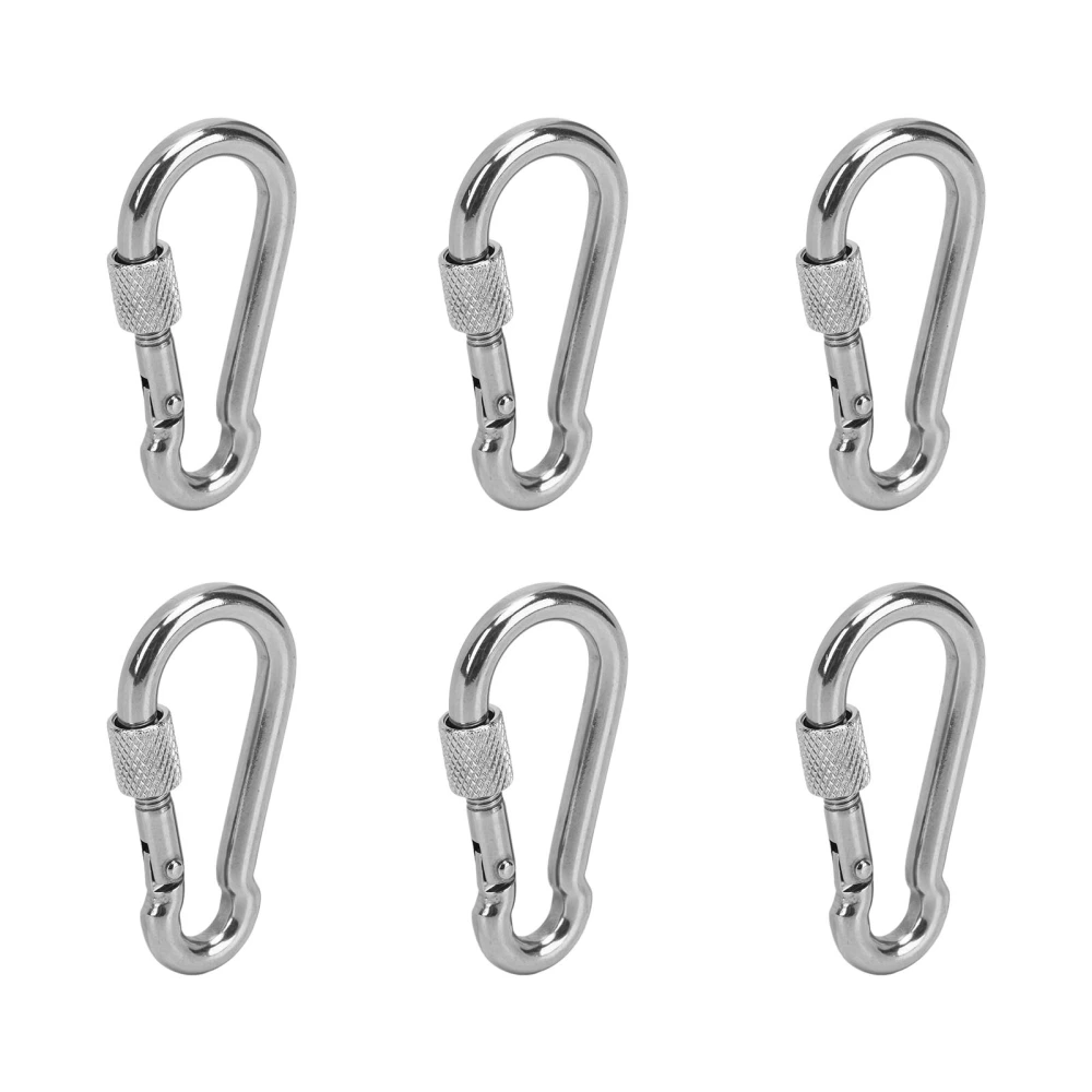 6pcs Spring Snap Hooks Stainless Steel Strong Bearing Capacity Key Chain Link Buckle for Camping 6MM