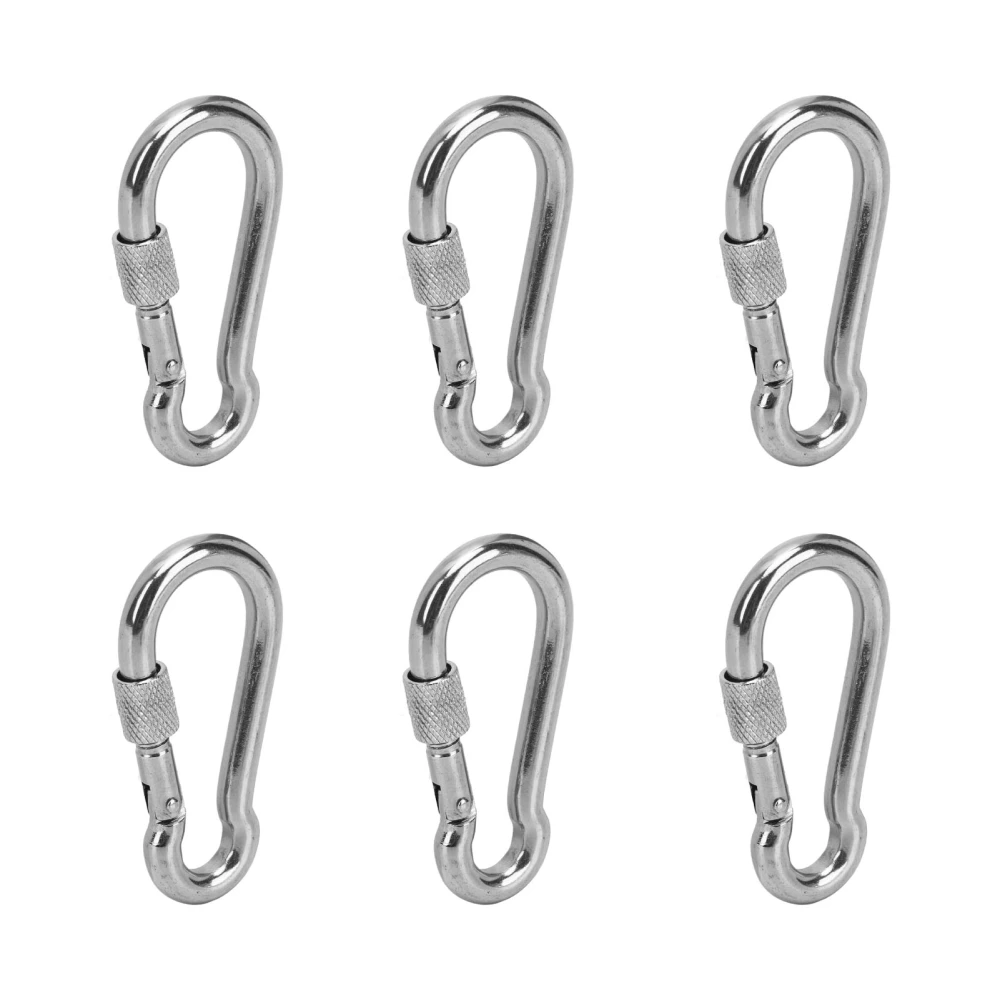 6pcs Spring Snap Hooks Stainless Steel Strong Bearing Capacity Key Chain Link Buckle for Camping 7MM