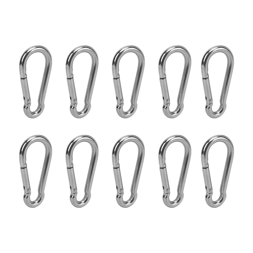 10Pcs Carabiner Clip Spring Snap Hook Stainless Steel Safety Buckle Lock for Hiking 11mm / 0.43in