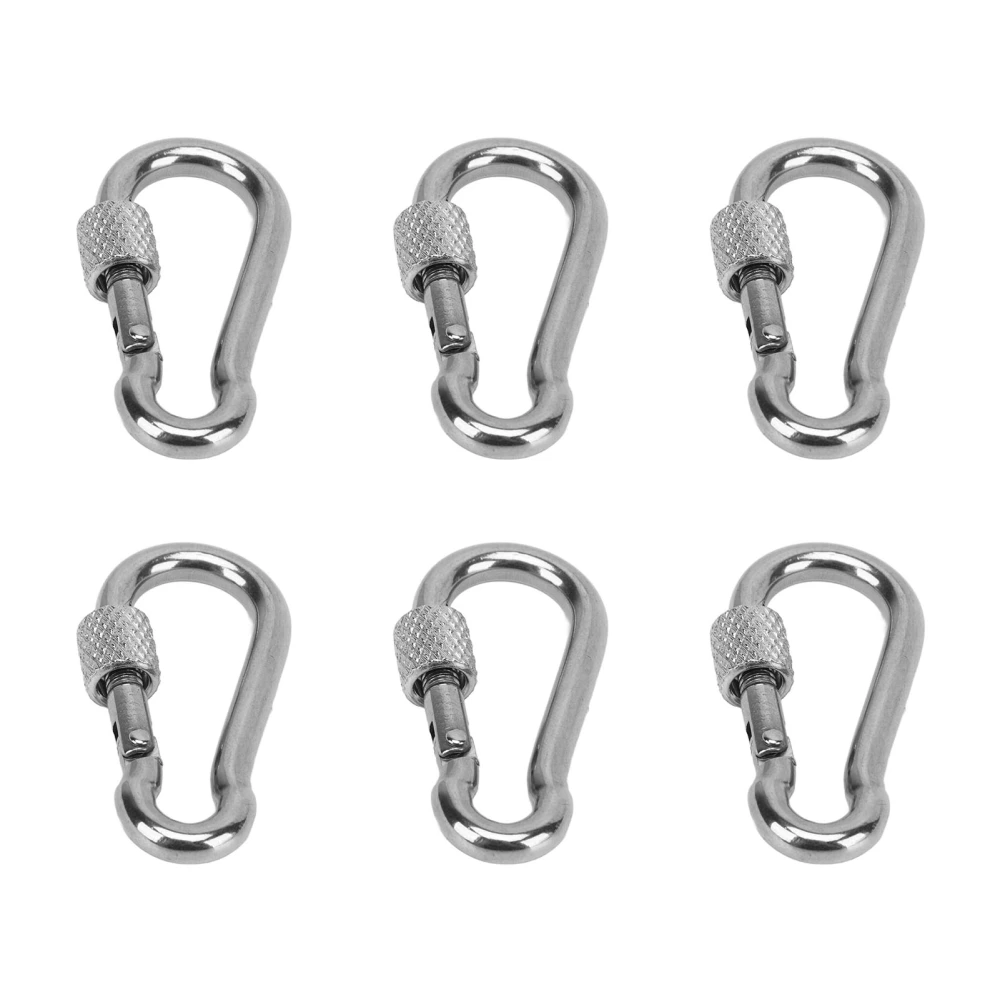 6pcs Spring Snap Hooks Stainless Steel Strong Bearing Capacity Key Chain Link Buckle for Camping 4MM