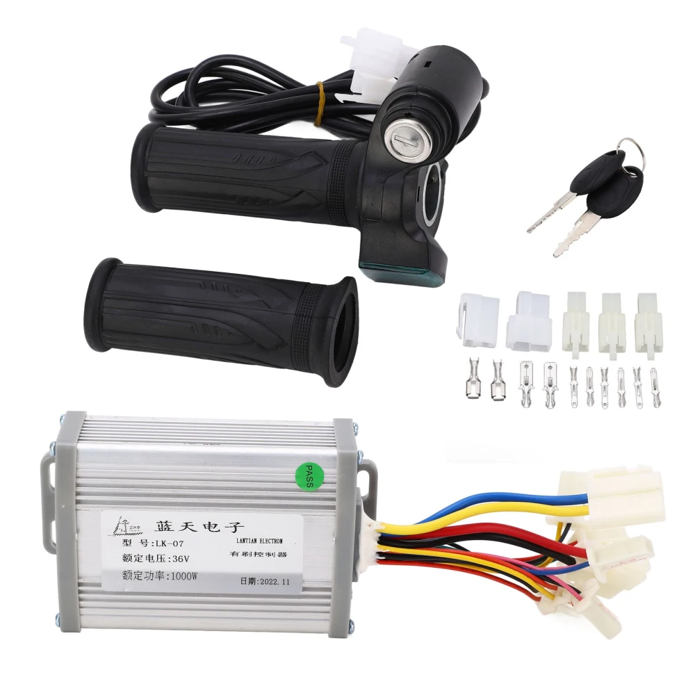 Electric Bike Brushed Motor Controller 36V 1000W Speed Control Set with Throttle