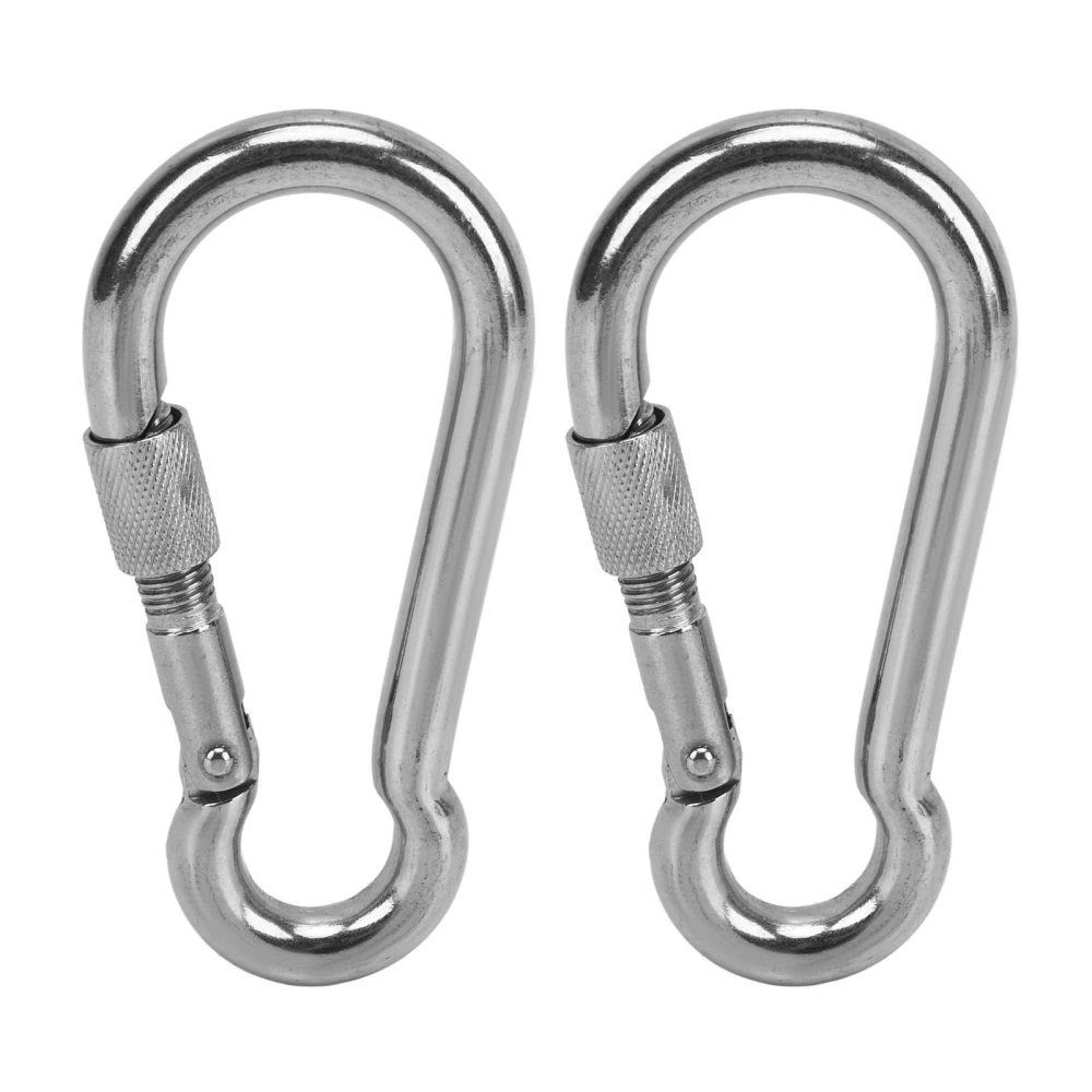 2pcs Stainless Steel Locking Clip Outdoor Camping Locking Buckle for Hiking Hammock Dog Leash Harness 0.47in