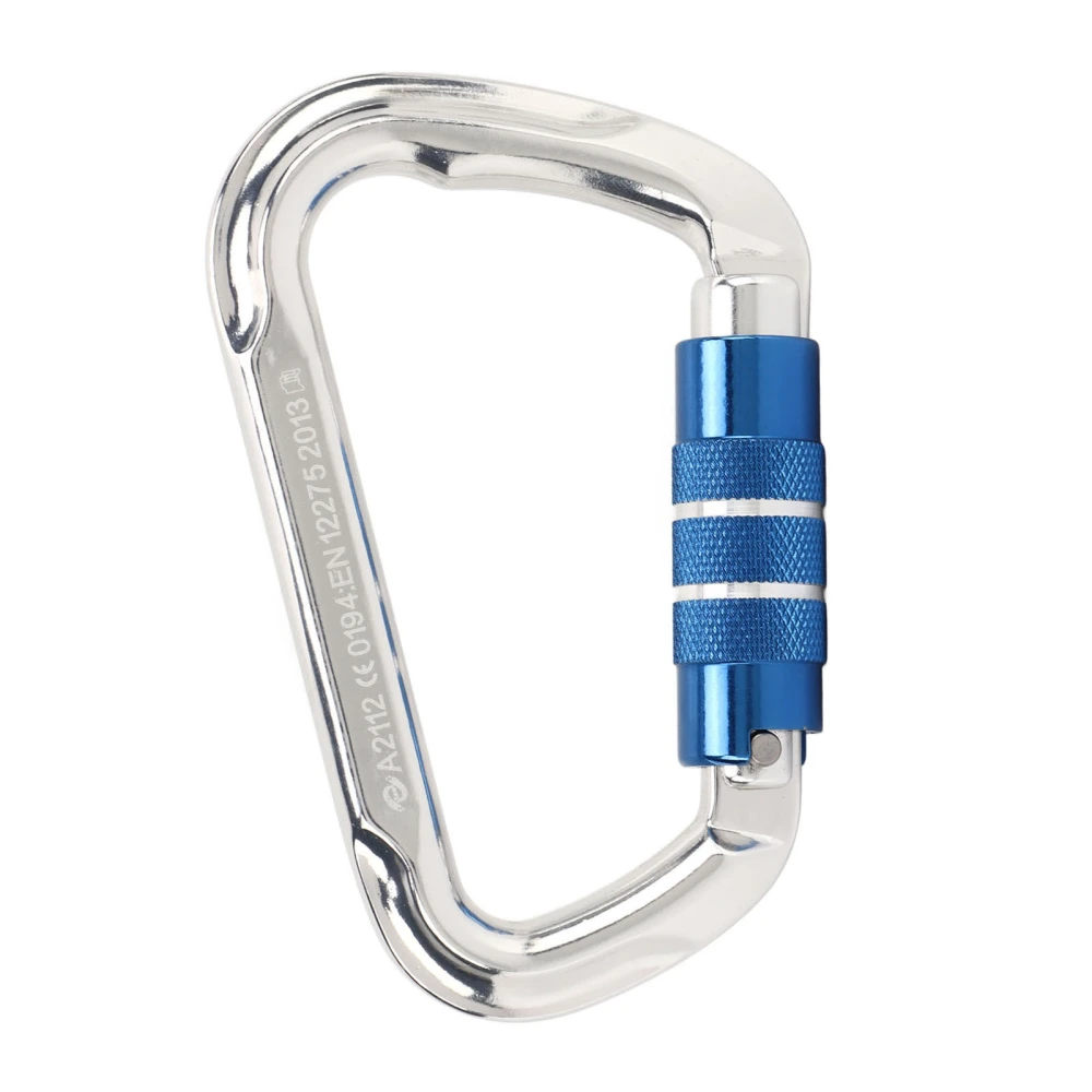 D Carabiner Aluminum Alloy Strong Bearing Capacity Automatic Nut Design Carabiner Clip Keychain Hook