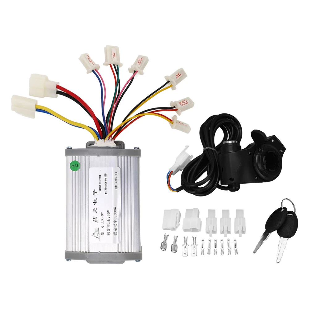 36V 1000W Electric Bike Conversion Set Thumb Throttle Grip Brush Motor Controller Headlight Switch Kit