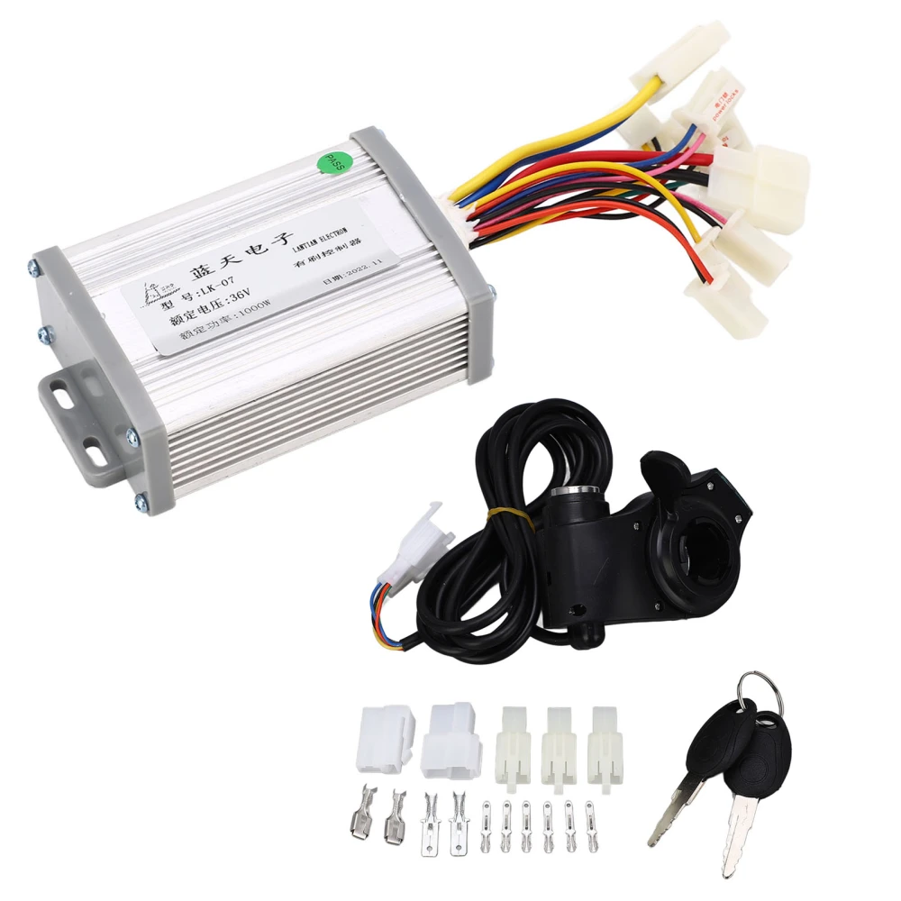 Electric Bike Controller Thumb Throttle Kit 36V 1000W Brush Motor Speed Controller and Thumb Throttle Kit for Refit