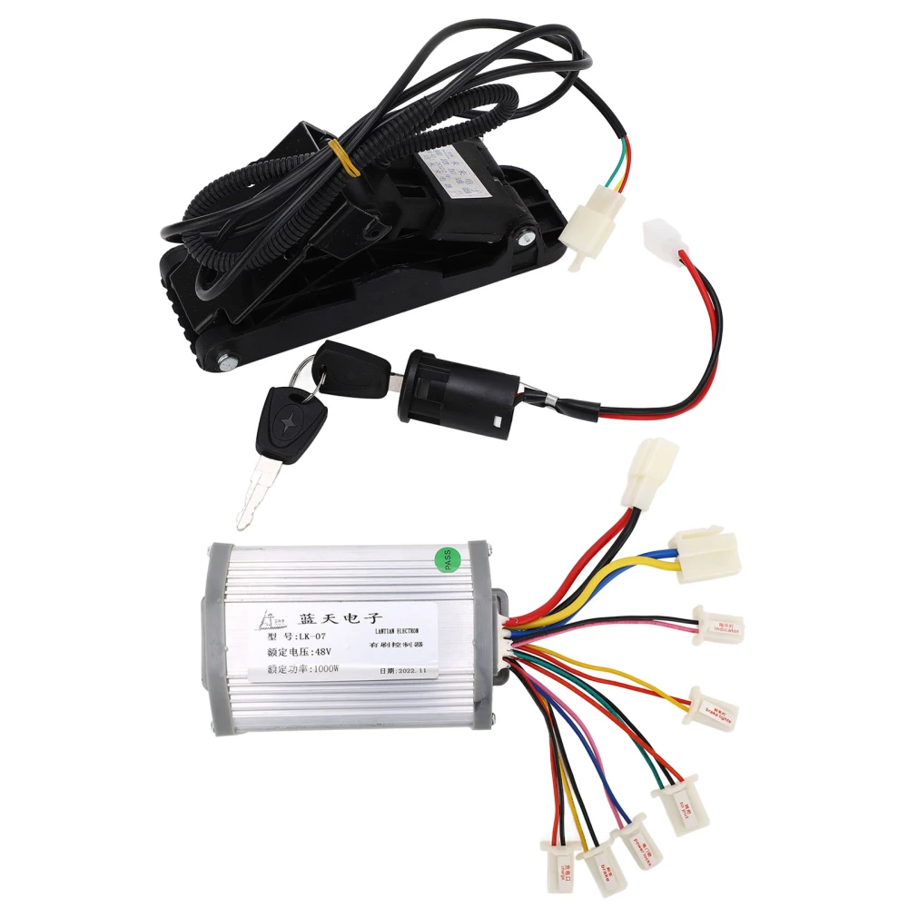 48V 1000w Brushed Motor Controller with Foot Throttle Pedal Electric Bicycles Conversion Kit for Electric Scooters Tricycles