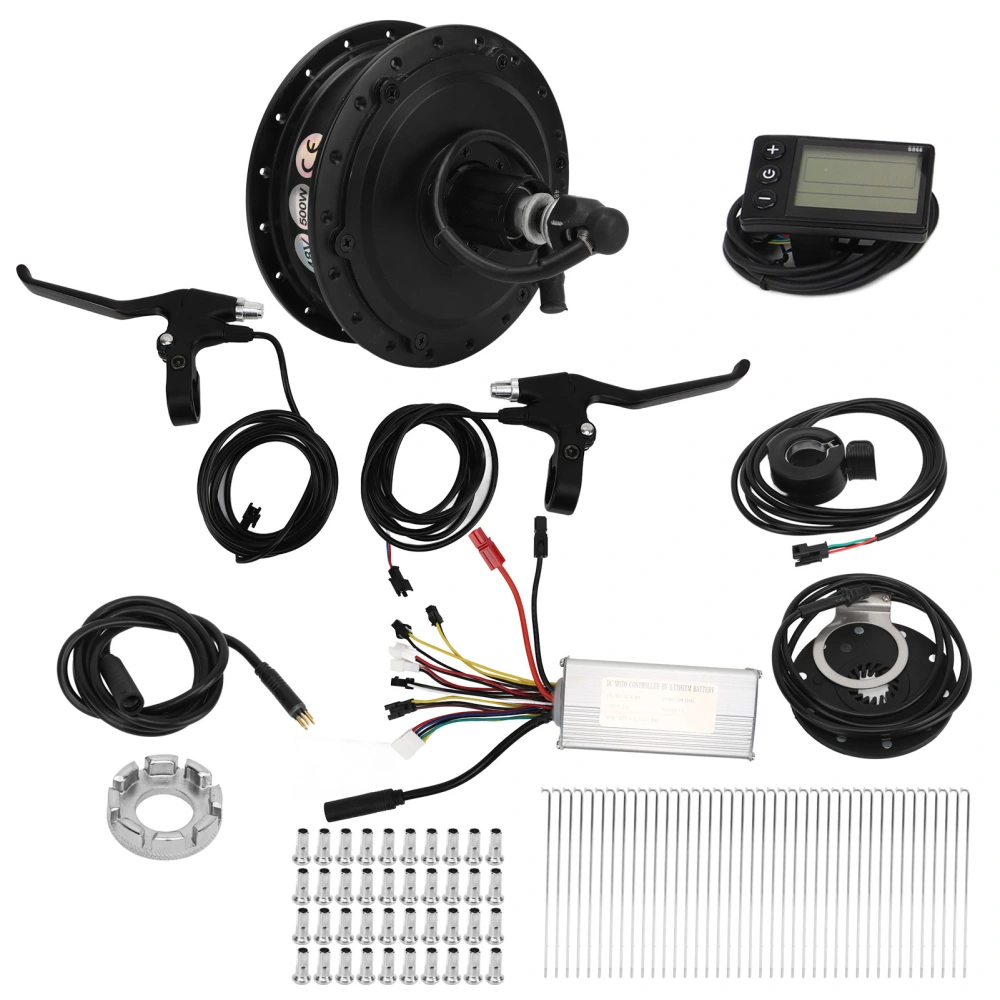 Electric Bike Conversion Kit 48V 500W DIY Rear Wheel Drive Hub Motor with Controller S866 Meter for Mountain Bike Fits 26in Rim Spokes