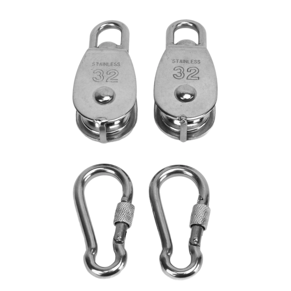 2 Set Rotating Pulley Block 304 Stainless Steel Wire Single Sheaved Block Labor Saving for Household Fitness