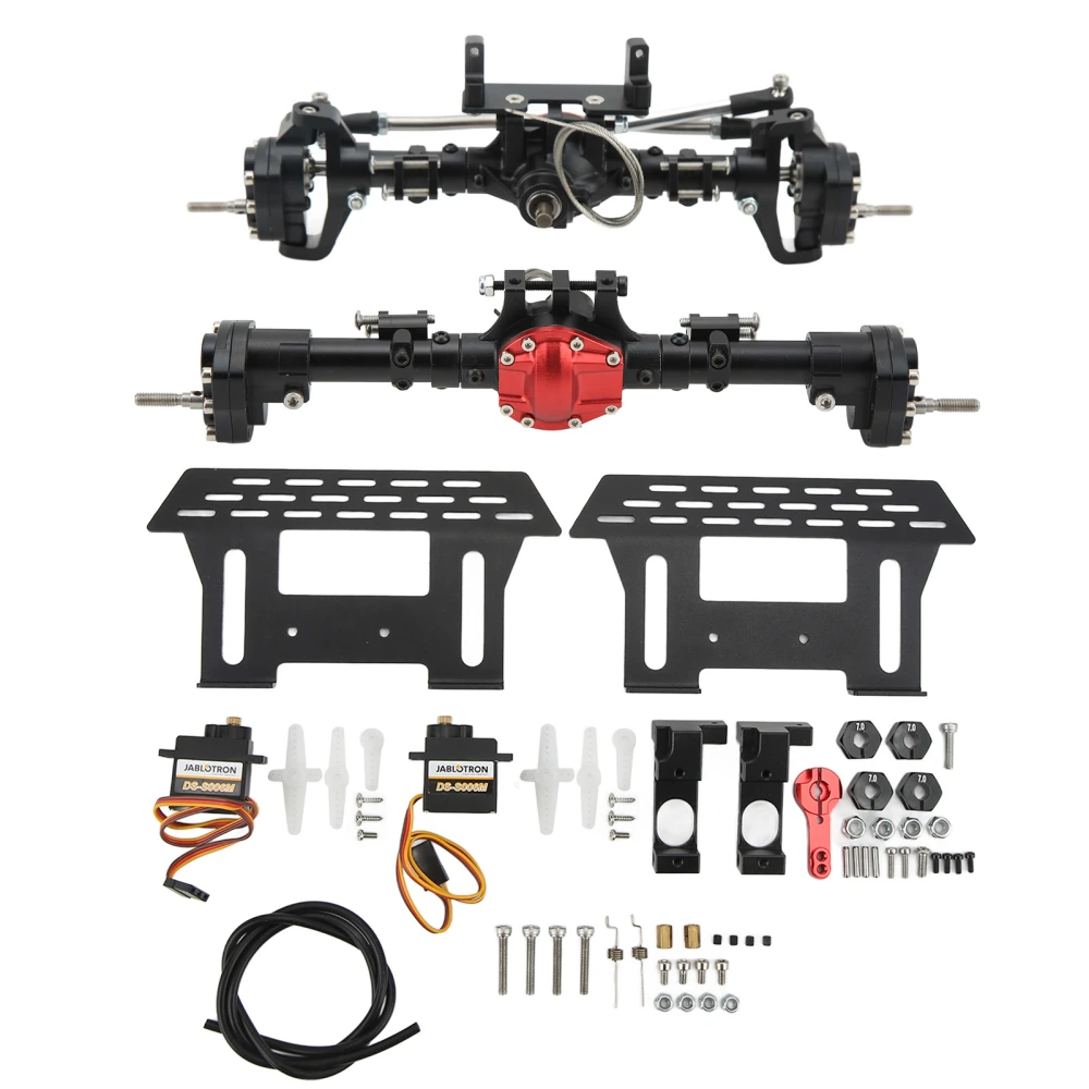 RC Axle Kit Front Rear CNC Differential Locking Portal Axles Set for Axial SCX10 I II III 90046 90047 1/10 RC Car Black