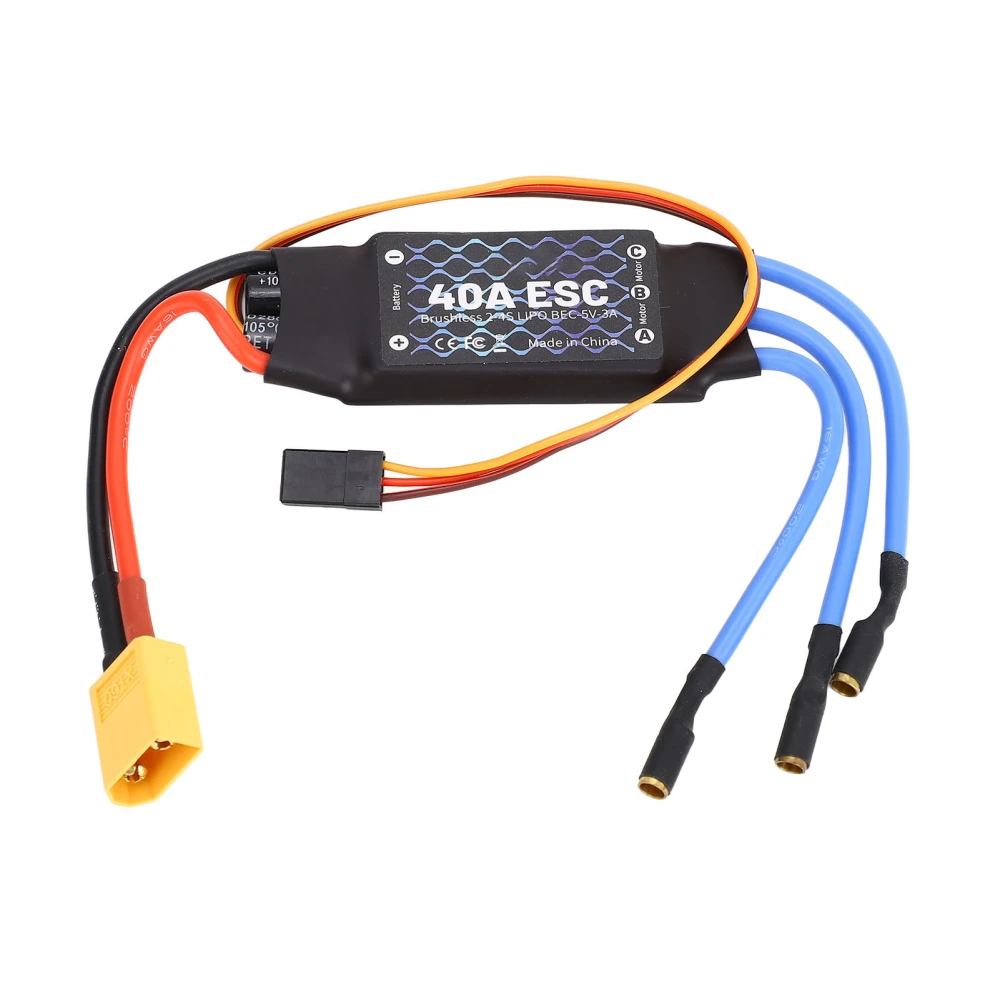 Brushless ESC 40A XT60 Plug Brushless ESC for RC Fixed Wing Aircraft Small Quadrotor