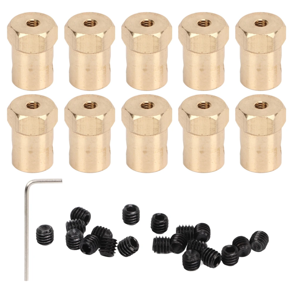 10 Pcs Hex Shaft Coupling 5mm Inner Diameter Brass Flexible Coupler Joint for RC Motor Car Tires Shaft