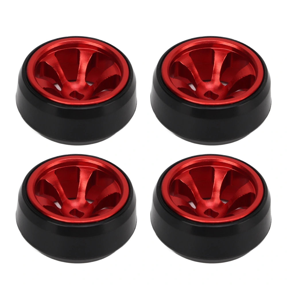 4 PCS RC Drift Tire Aluminum Alloy Tires Replacement Parts for WLtoys K989 1/28 RC Car Red