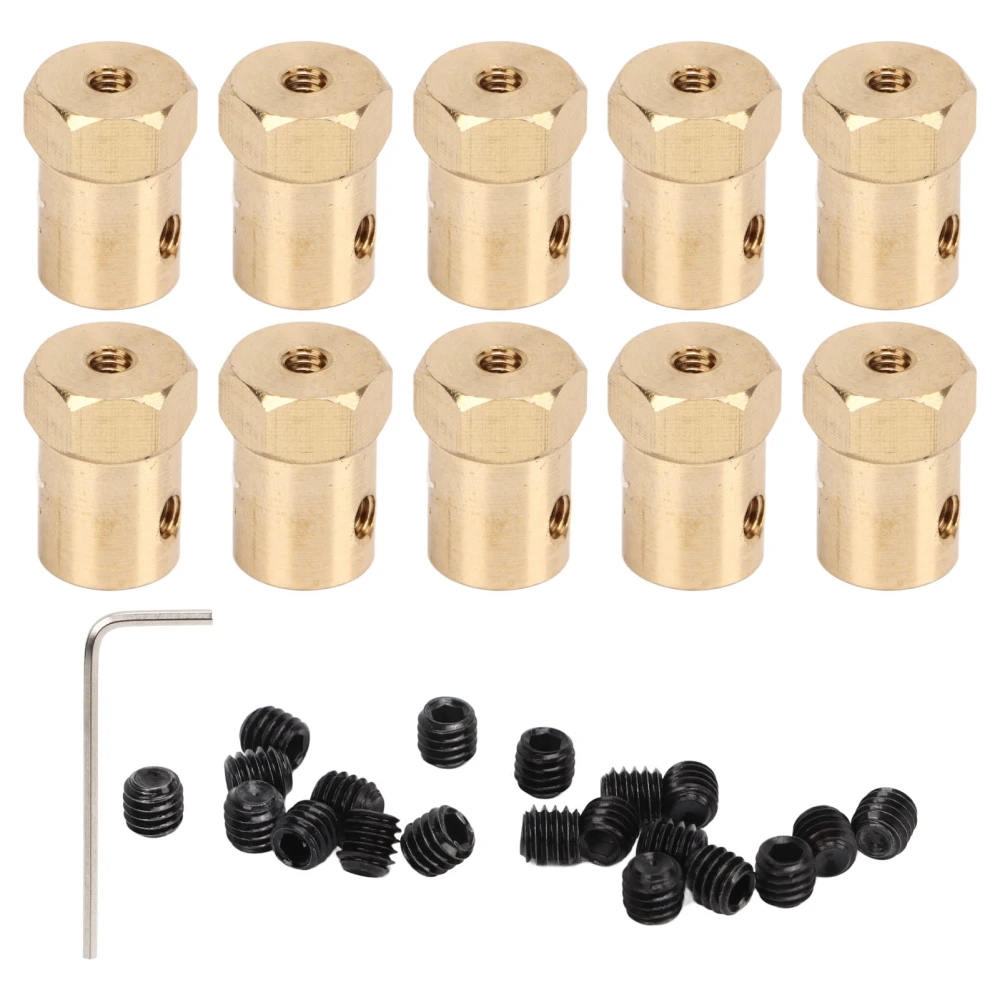 Hex Shaft Coupling 6mm Brass Flexible Coupler Joint for RC Motor Car Tires Shaft 10pcs