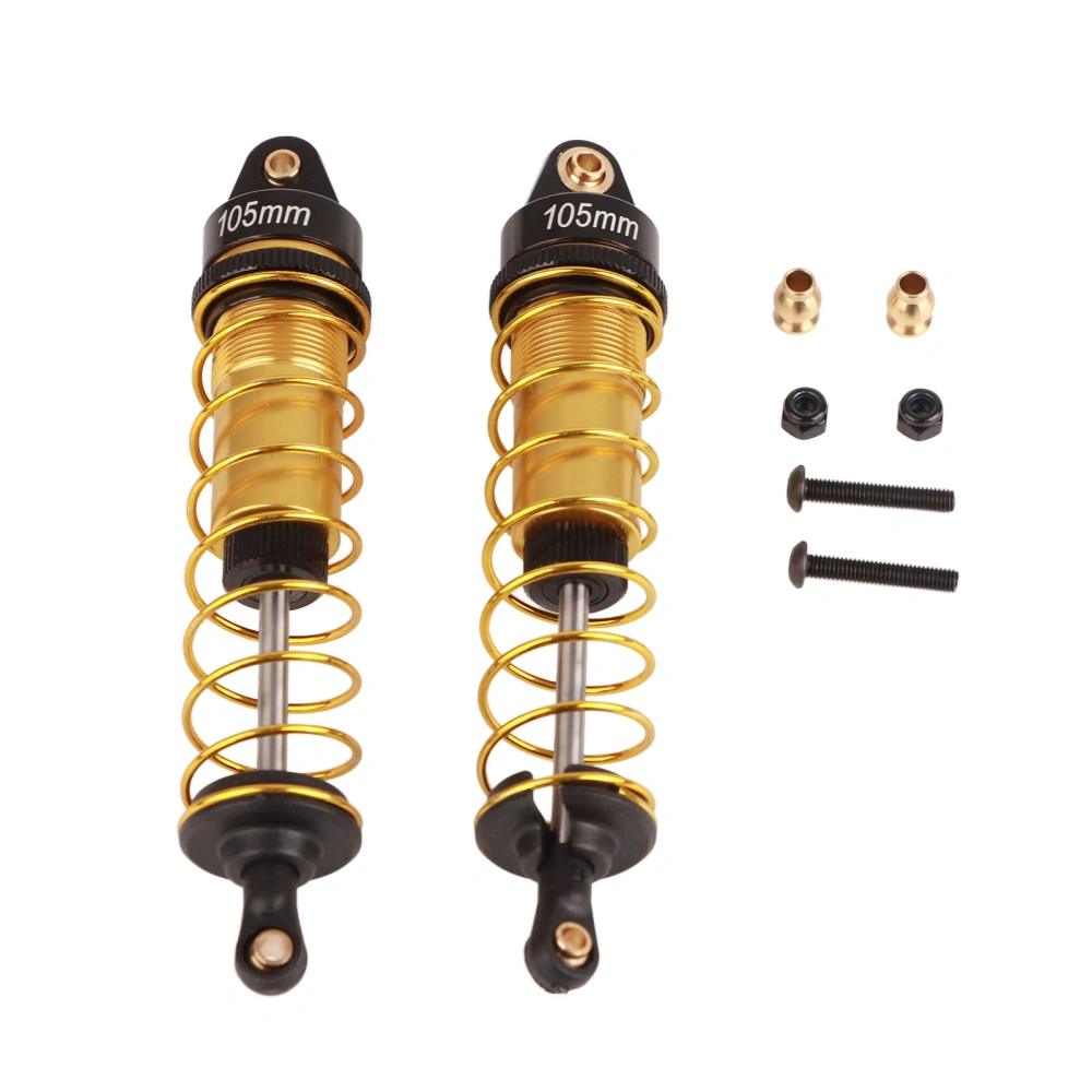 2 Sets RC Shock Absorber Oil Adjustable Alloy Aluminum Shock for 1/10 RC Car Springs Shocks Set Damper 105mm Gold