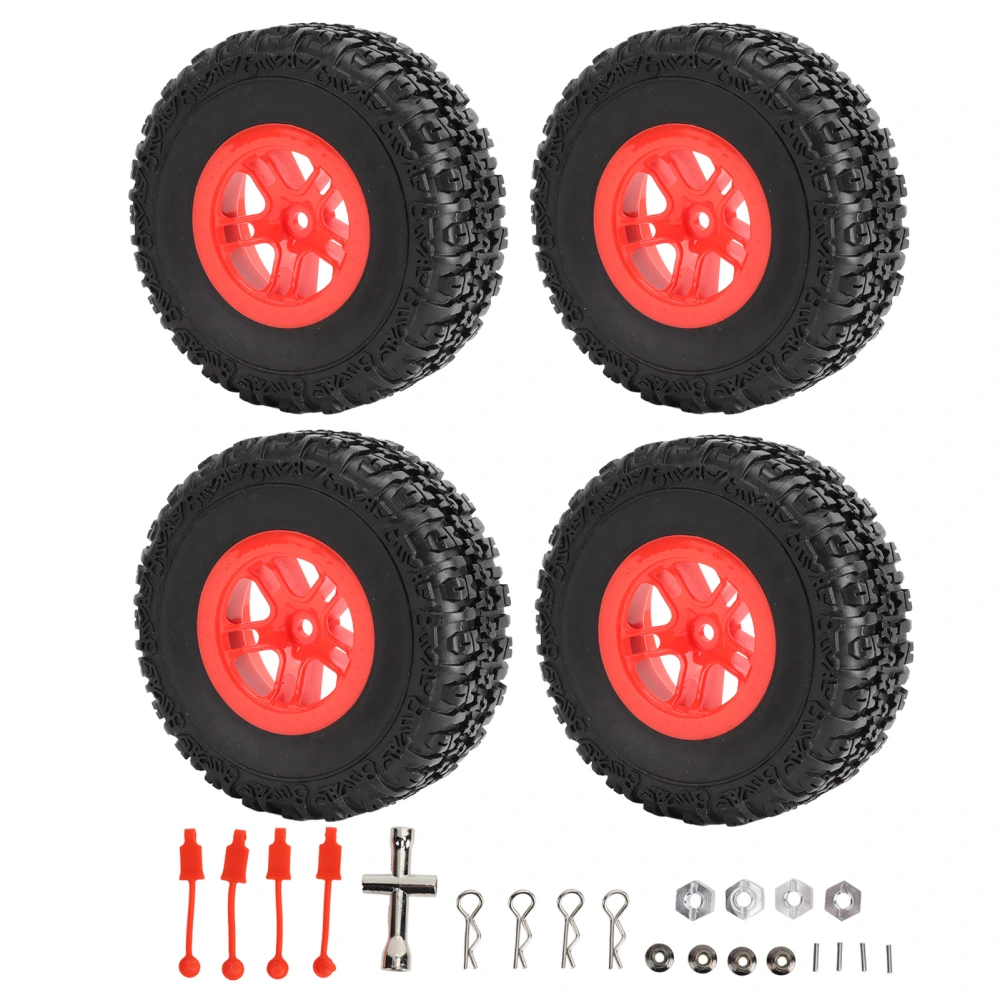 4pcs RC Short Course Truck Tires Professional High Simulation RC Tires Replacement for TRAXXAS SLASH 1/10 RC Car Red