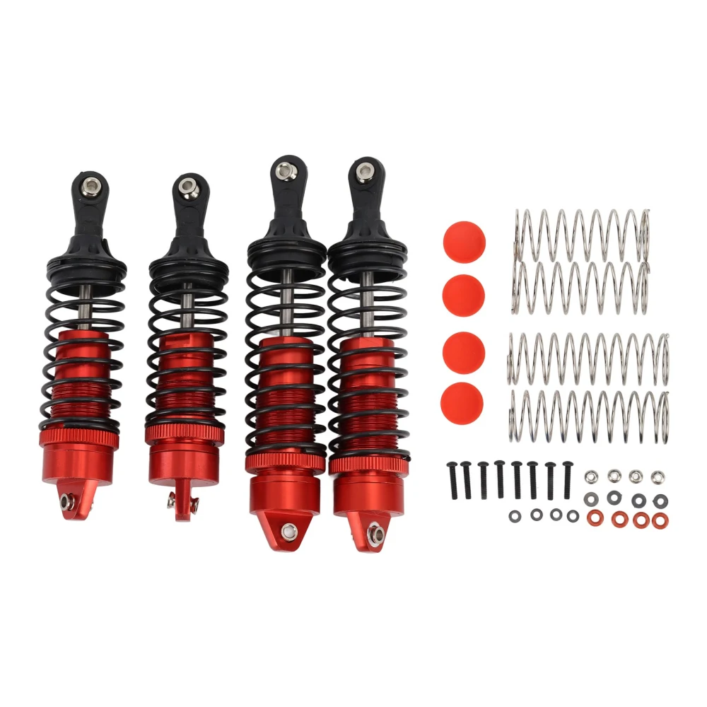 4Pcs RC Front Rear Shock Absorbers Aluminum Alloy Plastic Elastic Spring RC Shock Absorbers for TRAXXAS SLASH 1/10 Car Red