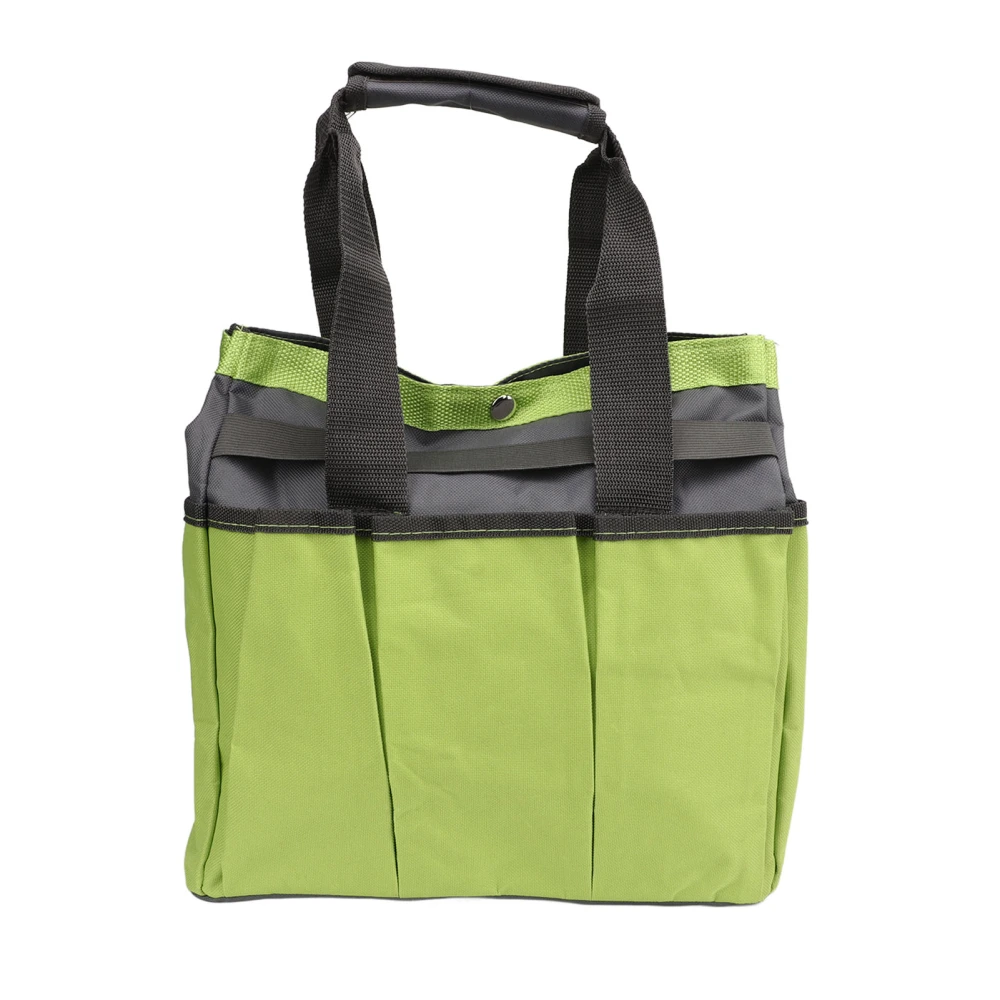 Portable Tool Bag Outdoor Oxford Cloth Tape PE Plate Large Capacity Garden Storage Bag Green and Grey Bottom