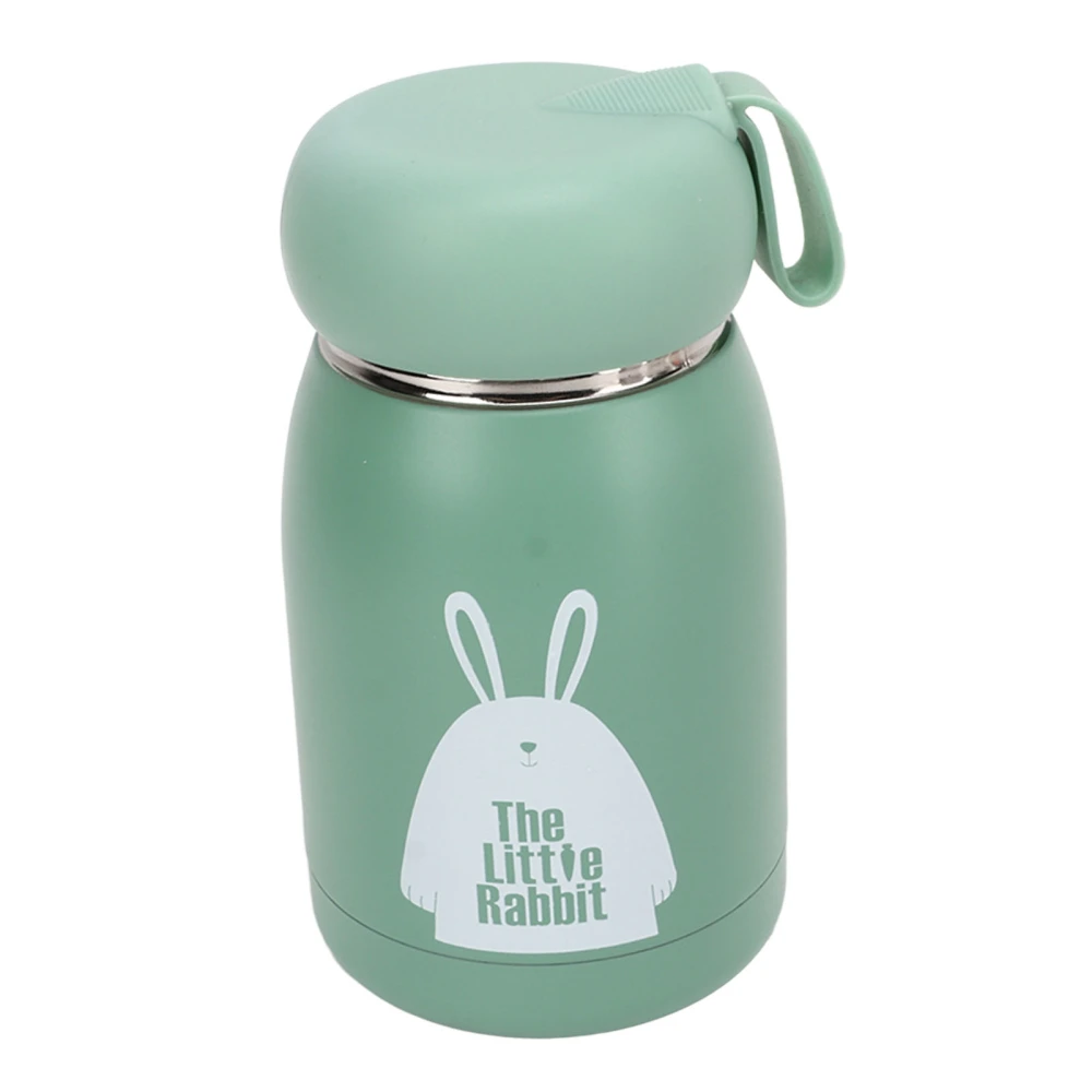 Children's Insulation Cup 12oz Double Wall Portable Rabbit Pattern Insulated Water Bottle for Travel Green