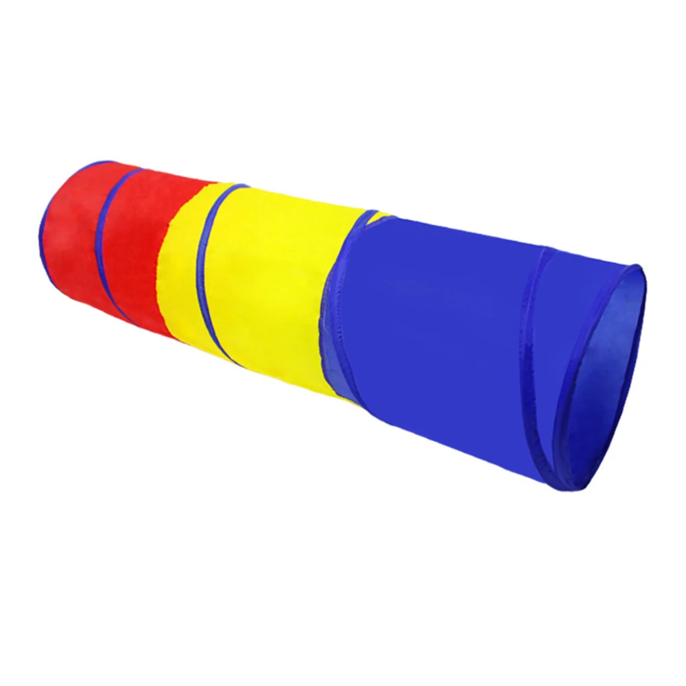 Kids Play Tunnel Folding Polyester Cloth Baby Crawling Training Equipment for Home Outdoor Red Yellow and Blue