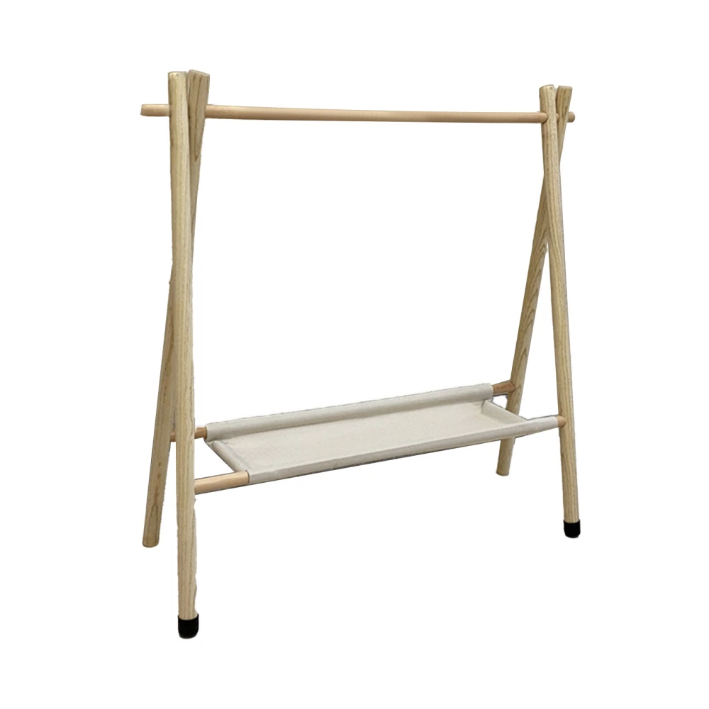 Camping Hanging Rack Stable Structure Foldable Design Portable Wood Metal Rubber Oxford Cloth Camping Shelf with Hooks