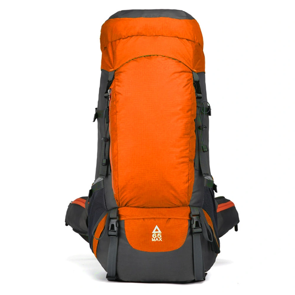 Backpack Oxford Cloth Breathable Wear Resistant Buckle Design Climbing Backpack for Hiking Camping 65L Orange