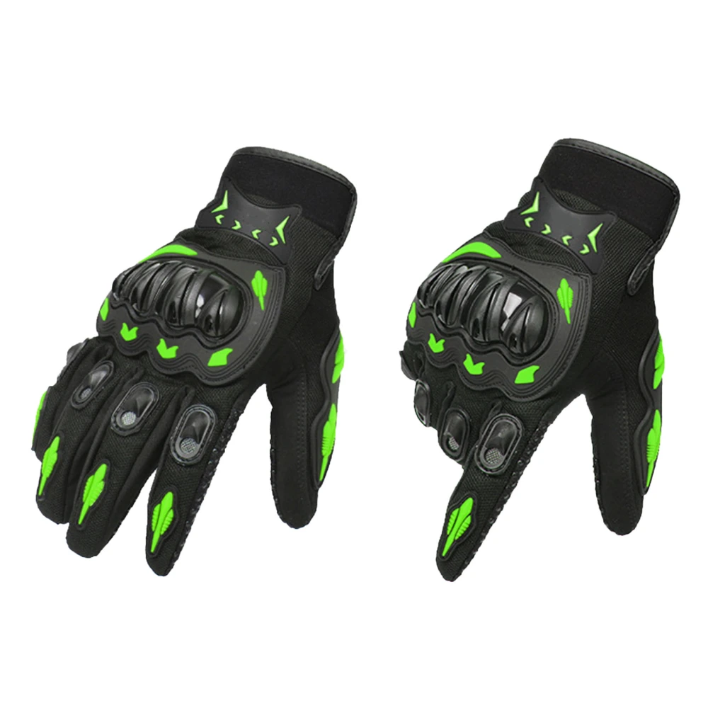 1 Pair Outdoor Cycling Bike Gloves Comfortable Sweat Hole Full Finger Nylon Motorcycle Sports Gloves Green L 8.5‑9.0cm/3.3‑3.5in