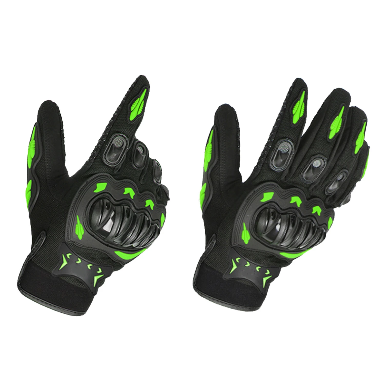 1 Pair Outdoor Cycling Bike Gloves Comfortable Sweat Hole Full Finger Nylon Motorcycle Sports Gloves Green L 8.5‑9.0cm/3.3‑3.5in
