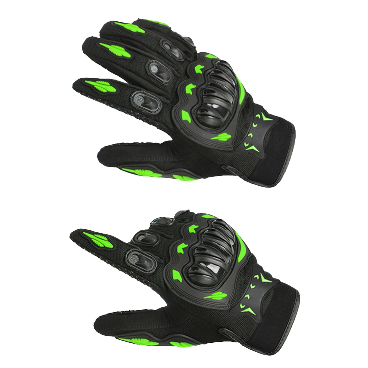 1 Pair Outdoor Cycling Bike Gloves Comfortable Sweat Hole Full Finger Nylon Motorcycle Sports Gloves Green L 8.5‑9.0cm/3.3‑3.5in