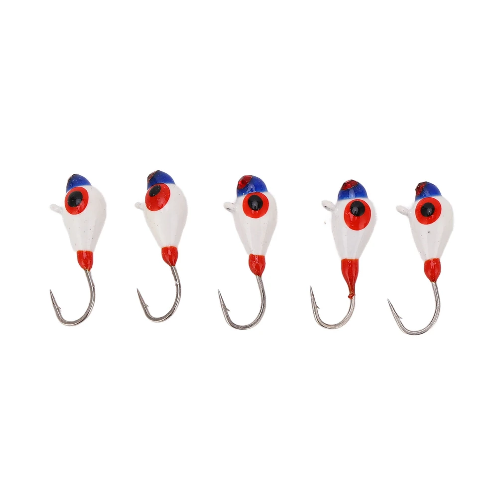 5 PCS Outdoor Ice Fishing Jigs Kit Ice Fishing Perch Hooks Winter Fishing Lures 4MM