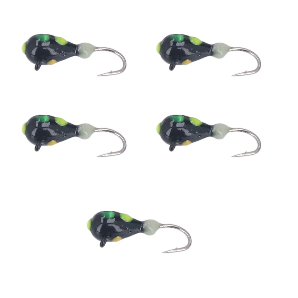 5PCS Ice Fishing Hooks 4MM High Carbon Steel Ice Fishing Jigs Lures for Outdoor Perch Angling