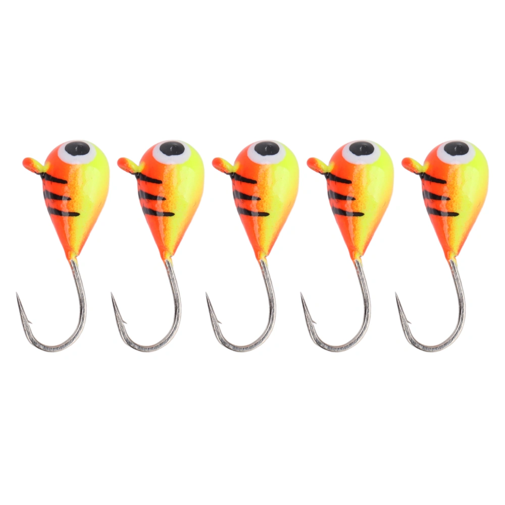 5pcs Ice Fishing Jigs Hook High Carbon Steel Winter Ice Fishing Lures Portable Fishing Hook Tackle for Outdoor 5mm