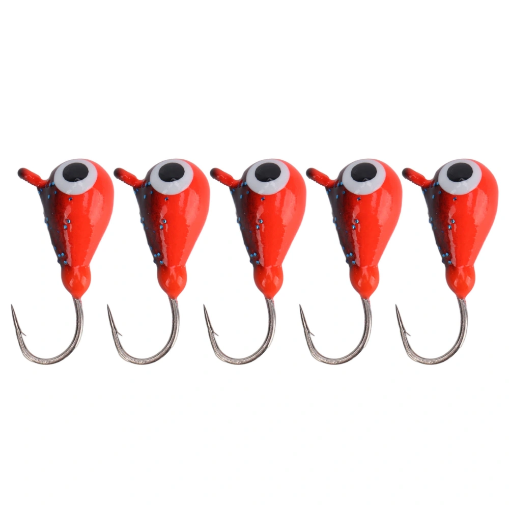 5 PCS Ice Fishing Jigs Kit Winter Fishing Perch Hooks Outdoor Ice Fishing Lures 4MM