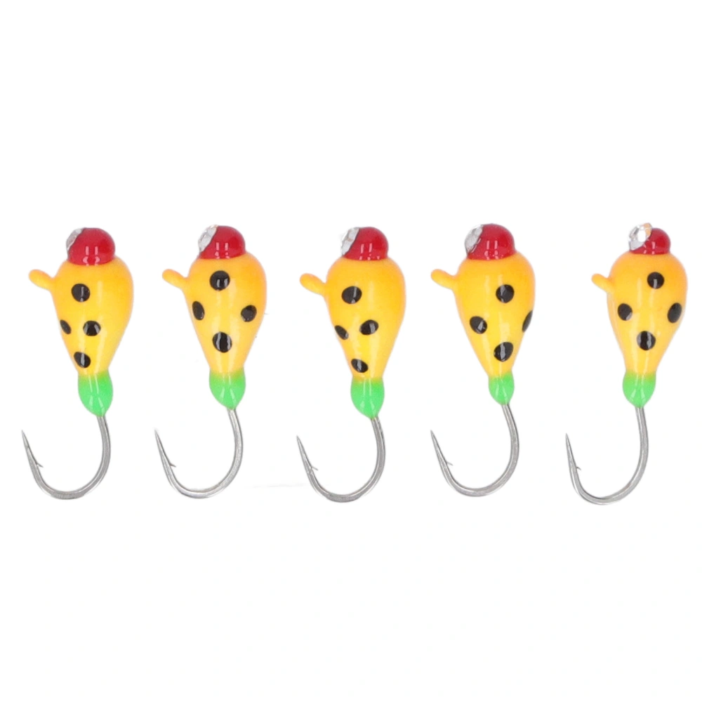 5Pcs Outdoor Ice Fishing Jigs Set Ice Fishing Lures High Carbon Steel Micro Bass Hooks Gear Tackle 5MM