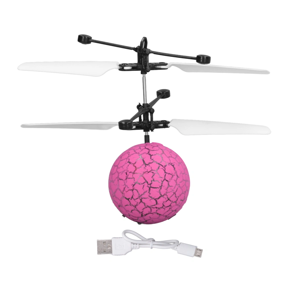 Flying Ball Toy Intelligent USB Charging Cool LED Light Tough Wind Blade Interactive Kids Flying Toy for Indoor Outdoor Pink