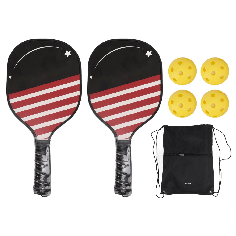 2Pcs Pickleball Paddles Durable Wood PP Comfortable Grip Light Weight Pickleball Set with 4 Balls for Outdoor Home