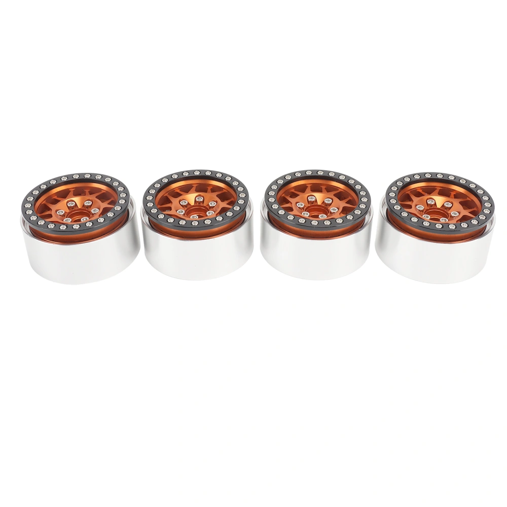 4Pcs 1.9in RC Wheel Rims Alloy CNC Machining 1/10 RC Beadlock Wheel Hub for Axial SCX10 90046 AXI 03007 REDCAT MST Orange