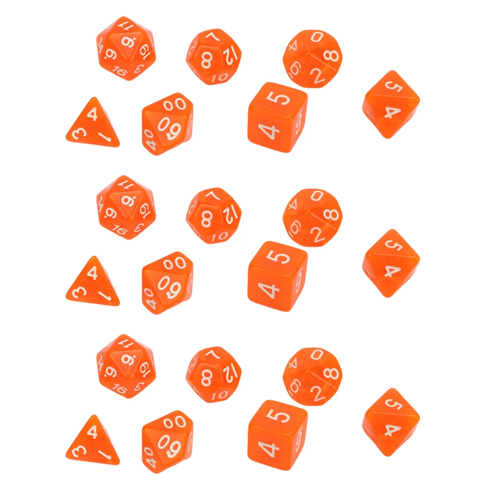 21Pcs Number Dice Plastic Waterproof Portable Funny Table Game Polyhedral Dice for Board Games Educational School Supplies Orange