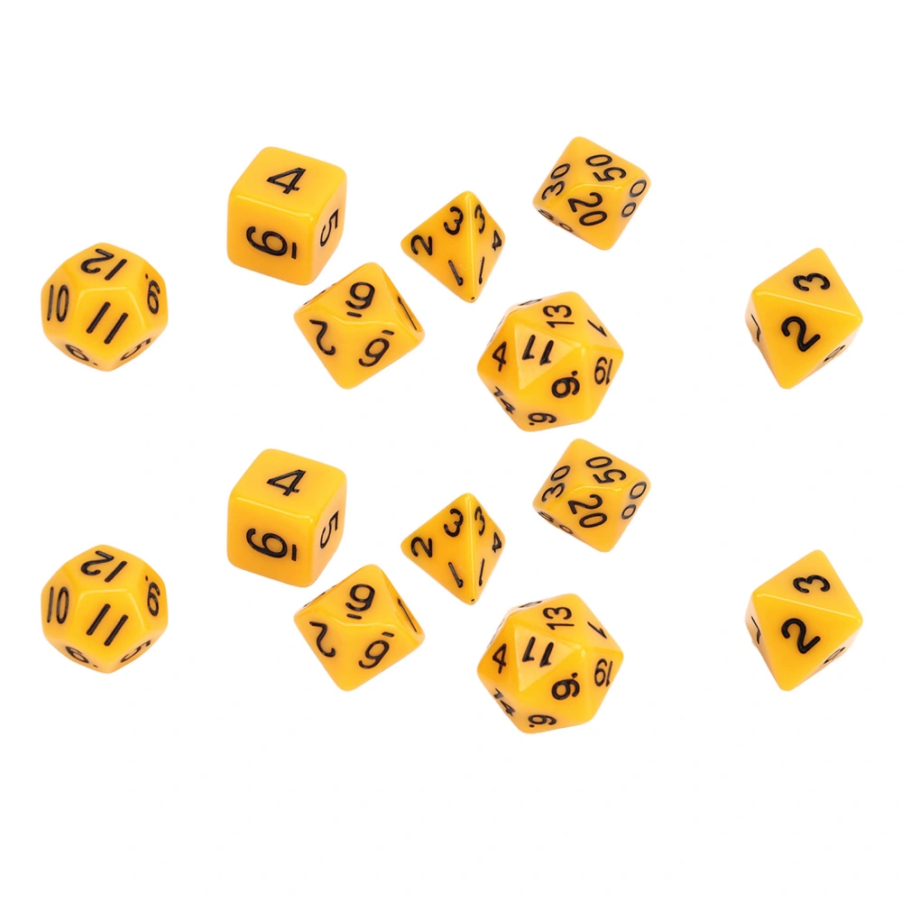 21PCS Polyhedral Dice Set Solid Color Plastic Anti Oxidation Educational Role Playing Dice for Game Yellow