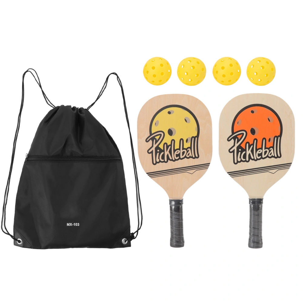 Wooden Pickleball Paddles Beginners Pickleball Rackets Balls Set Sports Equipment