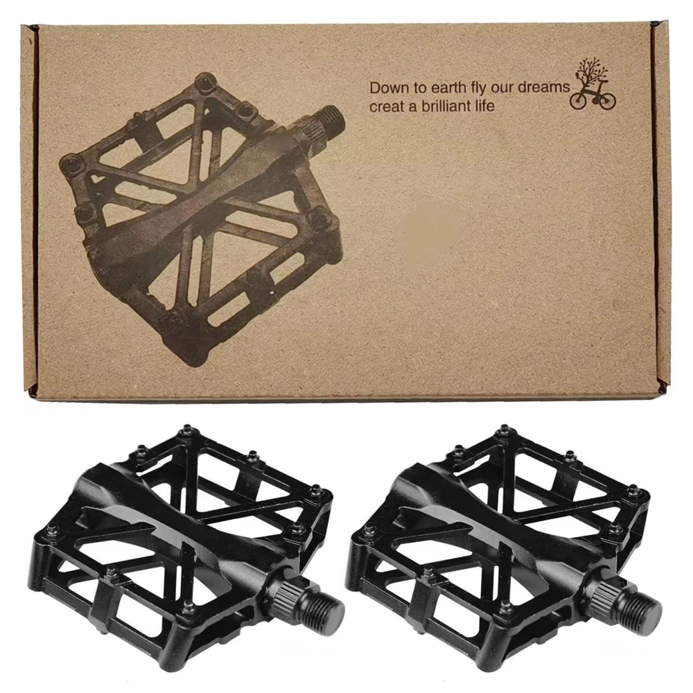 2 Pcs Aluminum Alloy Bike Bicycle Pedals for Mountain Road Bike Black Repair Parts Accessories