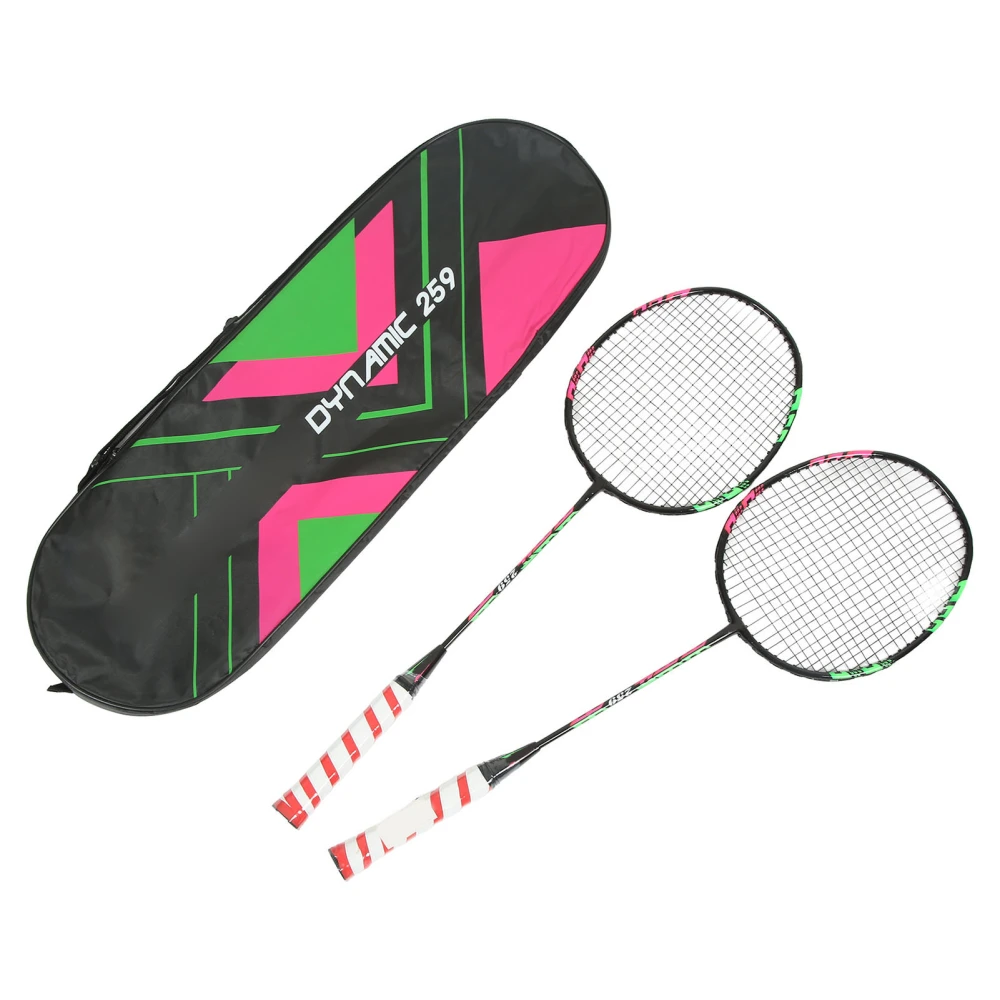 2PCS Iron Alloy Badminton Rackets with Carrying Bag Shuttlecock Racquets for Outdoor Training